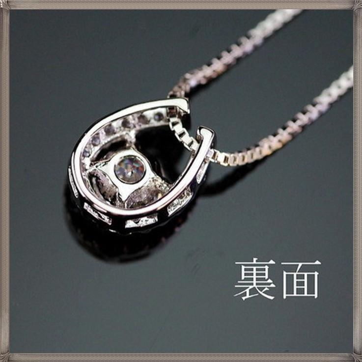 幸運 の フォーチュン ジュエリー 馬蹄型 ネックレス プラチナ仕上げ