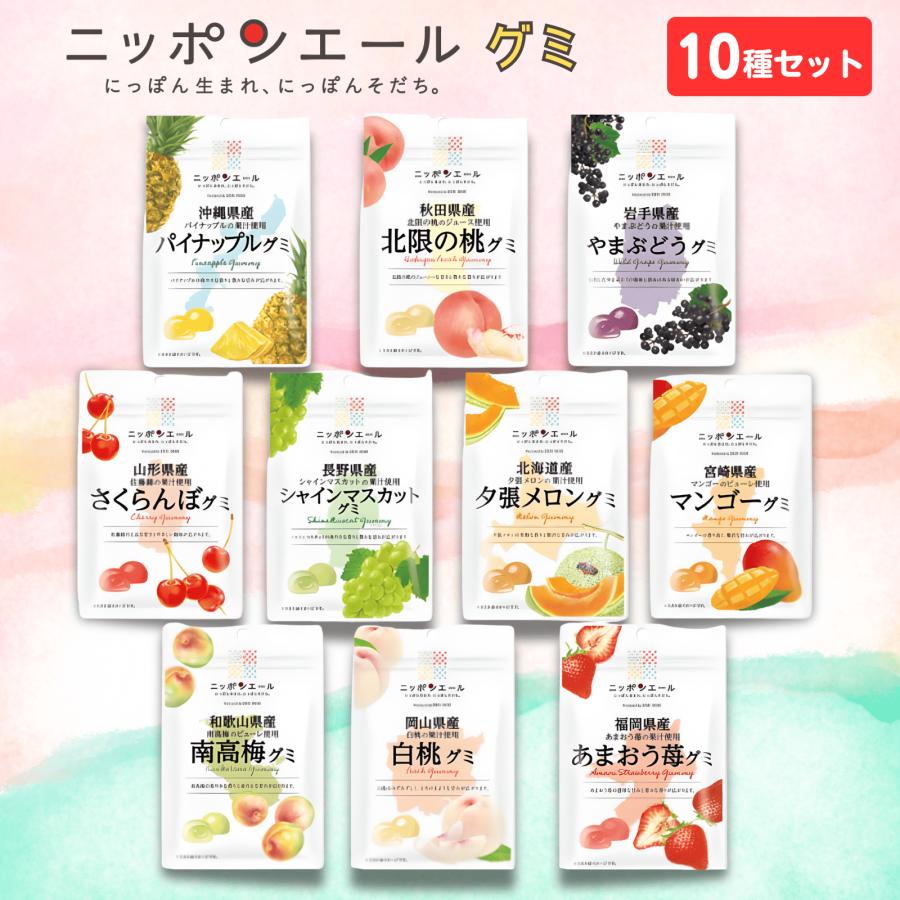 全農 ニッポンエール グミ 売れ筋 10種詰め合わせ （40g×各1袋） アソート 人気 セット JA全農 ご当地グミ 人気の種類 国産果汁（Yahoo!・フロンティア shop）