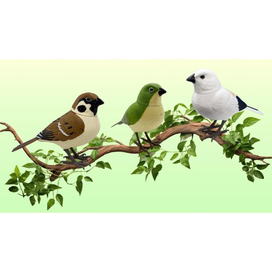 日本の野鳥 music bird スズメ 人感センサー 電動 首振り さえずり