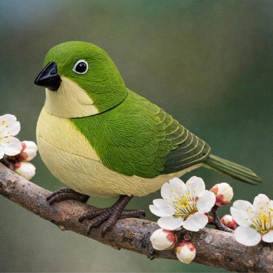 日本の野鳥 music bird メジロ 人感センサー 電動 首振り さえずり
