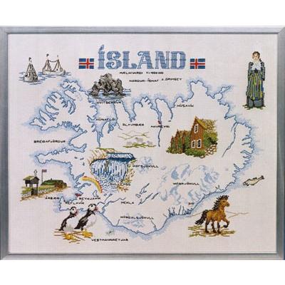 OOE クロスステッチ刺繍キット 57004 地図 ISLAND アイスランド Iceland 【取り寄せ/納期40〜80日程度】