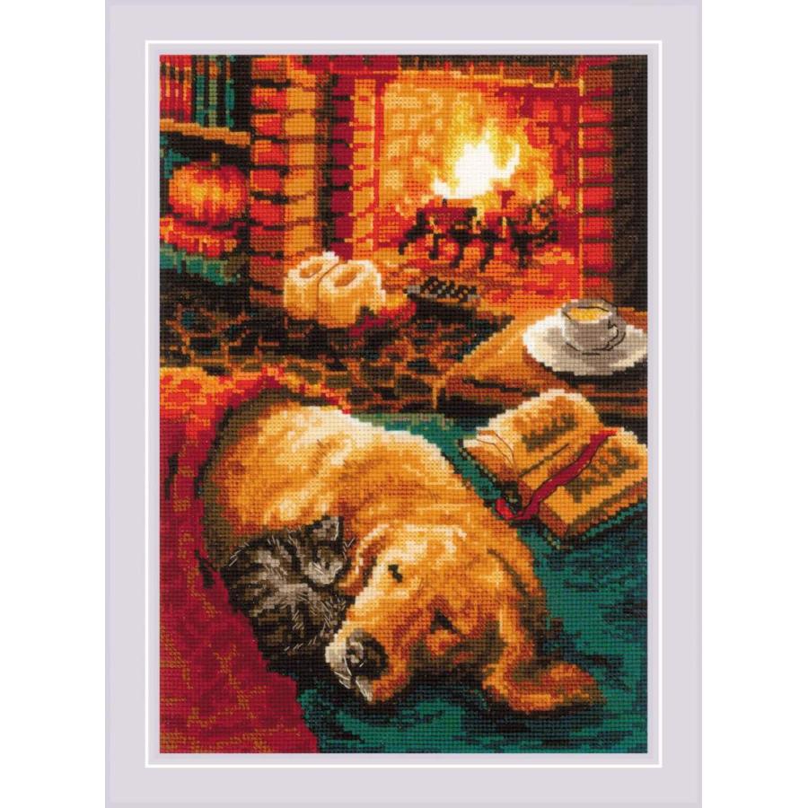 RIOLIS差し交わす縫い目刺しゅう一揃いの道具 No.2004 \"By The Fireplace\"" (煖炉) 【外国で取り寄せ/納期30〜60日座標軸】" 手芸、ハンドクラフト-刺繍作成キット-楽器、手芸、コレクション
