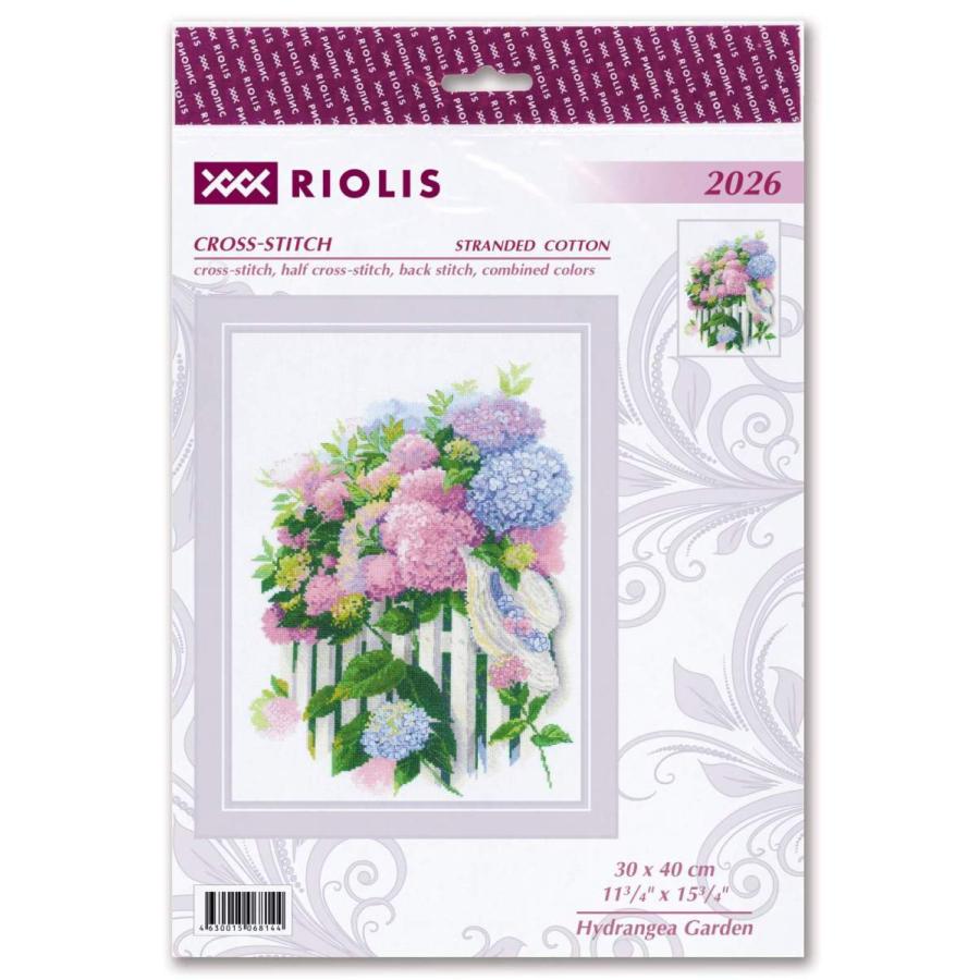 RIOLISクロスステッチ刺繍キット No.2026 \"Hydrangea Garden\" (紫陽花の庭 アジサイ) 【海外取り寄せ/納期30〜60日程度】の画像