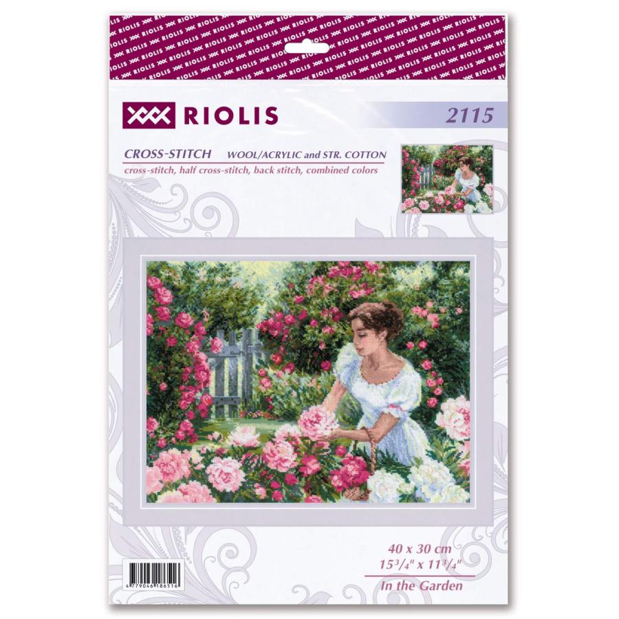 RIOLISクロスステッチ刺繍キット No.2115 \"In the Garden\" (庭にて) 【海外取り寄せ/納期1〜2ヶ月程度】の画像