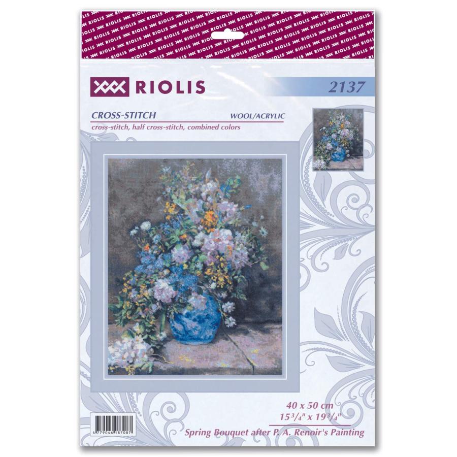 RIOLISクロスステッチ刺繍キット No.2137 "Spring Bouquet after P. A. Renoir's Painting (ルノワール 春の花束) 【海外取り寄せ/納期30〜60日程度】｜torii｜02
