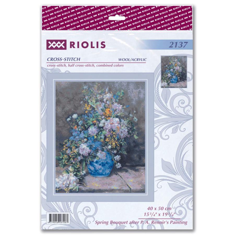 RIOLISクロスステッチ刺繍キット No.2137 \"Spring Bouquet after P. A. Renoir's Painting (ルノワール 春の花束) 【海外取り寄せ/納期30〜60日程度】の画像