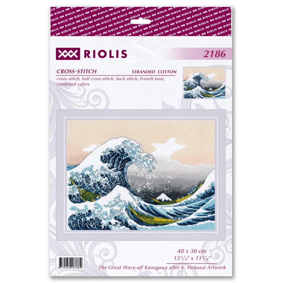 RIOLISクロスステッチ刺繍キット No.2186 \"The Great Wave off\" (葛飾北斎 富嶽三十六景 神奈川沖浪裏) 【海外取り寄せ/納期30〜60日程度】の画像
