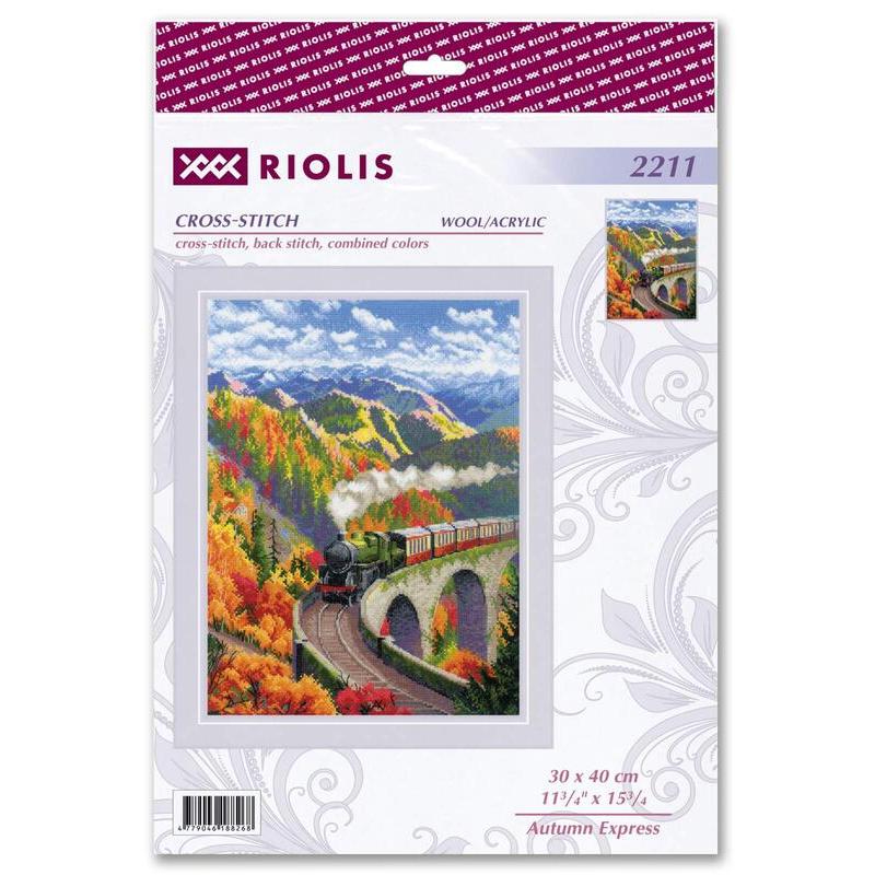 RIOLISクロスステッチ刺繍キット No.2211 \"Autumn Express\" (秋の列車) 【海外取り寄せ/納期30〜60日程度】の画像