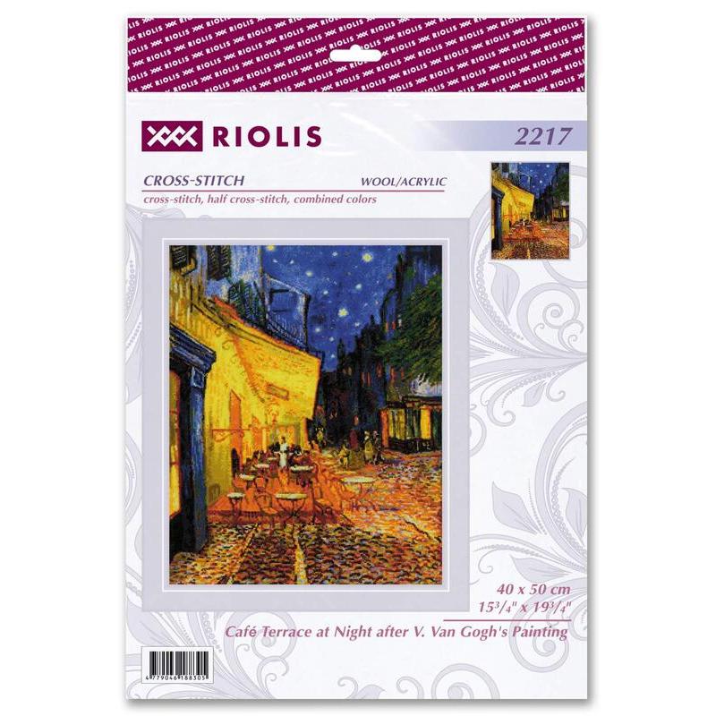 RIOLISクロスステッチ刺繍キット No.2217 \"Cafe Terrace at Night\" after Gogh's Painting (ゴッホ 夜のカフェテラス) 【海外取り寄せ/納期30〜60日程度】の画像