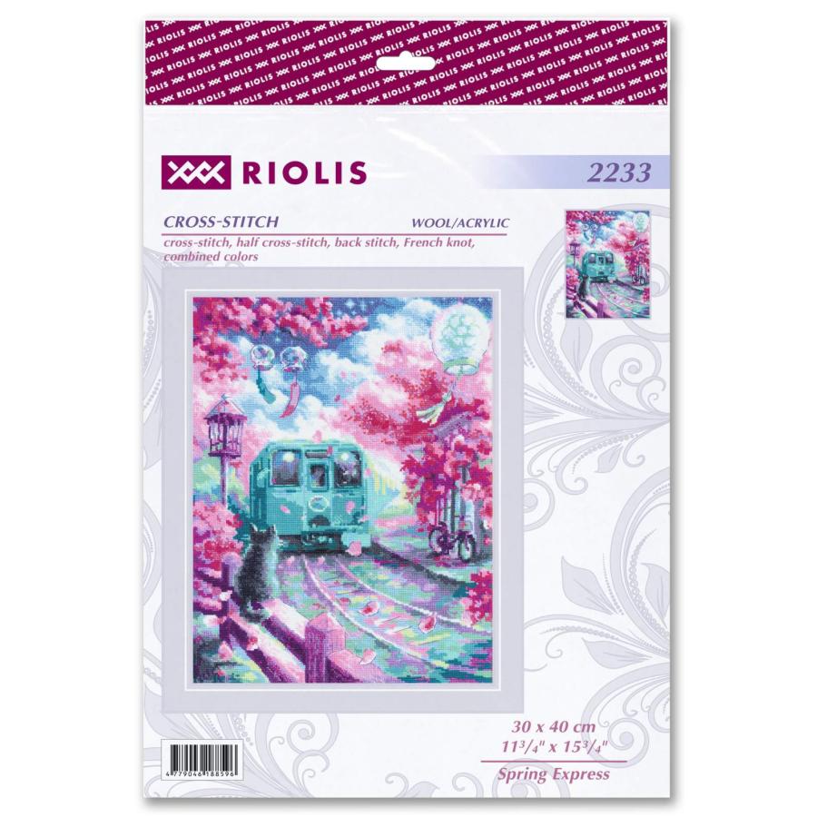 RIOLISクロスステッチ刺繍キット No.2233 \"Spring Express\" (春の列車) 【海外取り寄せ/納期30〜60日程度】の画像