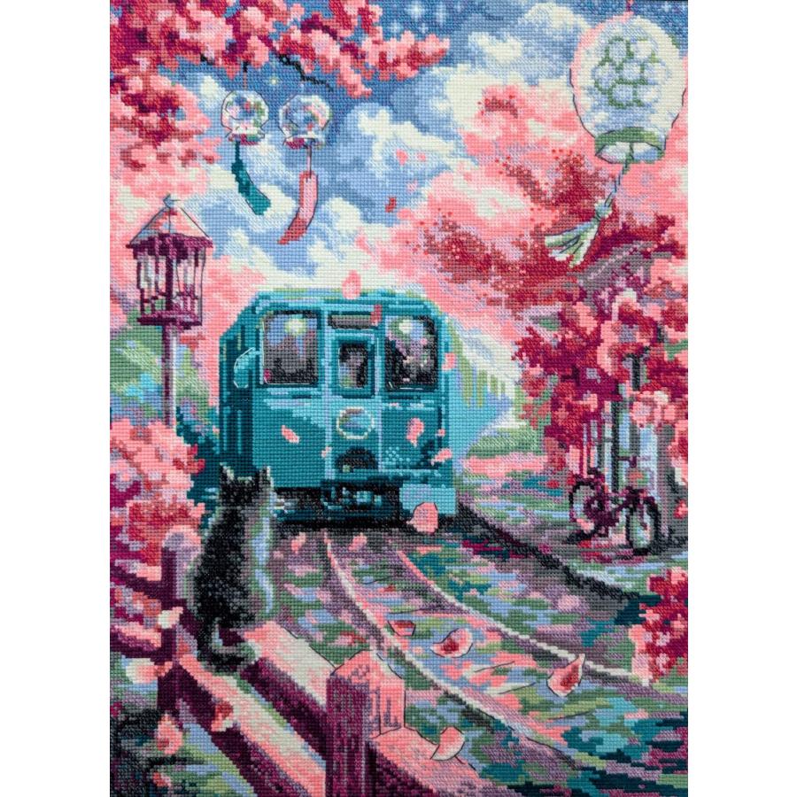 RIOLISクロスステッチ刺繍キット No.2233 \"Spring Express\" (春の列車) 【海外取り寄せ/納期30〜60日程度】の画像