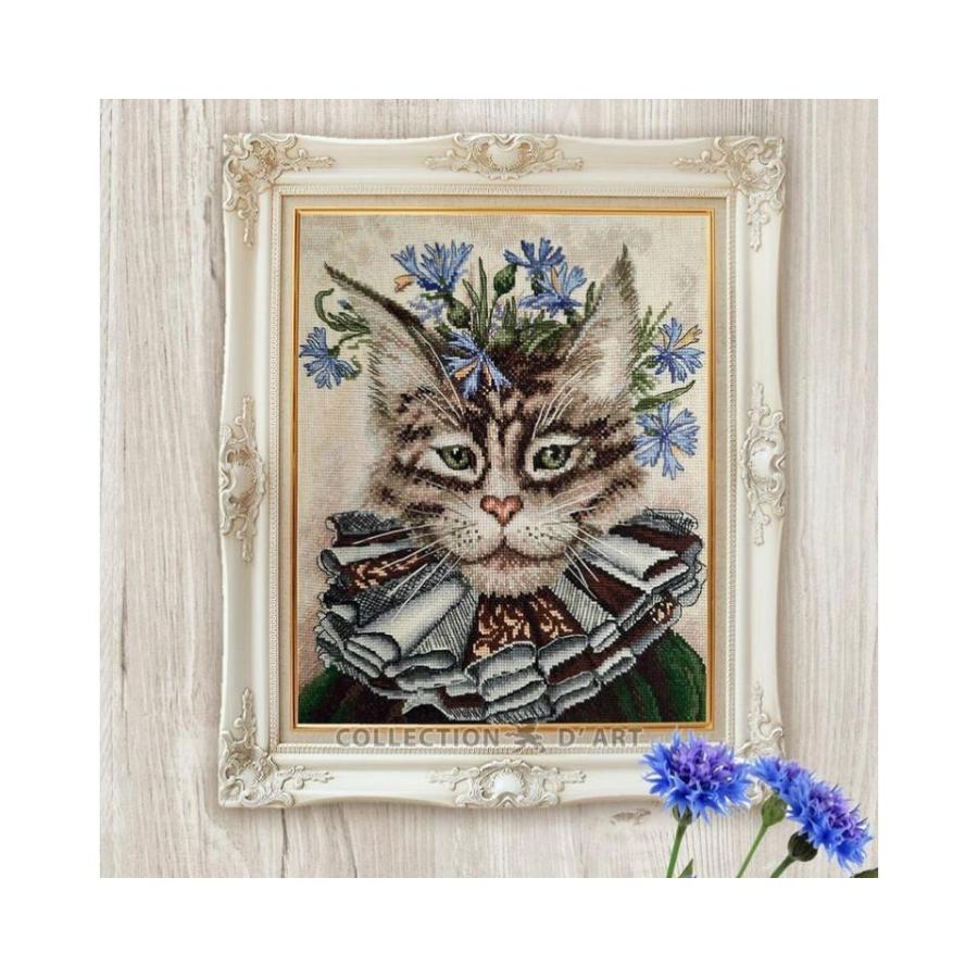 RTO クロスステッチ刺繍キット M909 "A cat named "Cornflower"" (ヤグルマギク ネコ) 【海外取り寄せ/通常納期40〜80日程度】_1