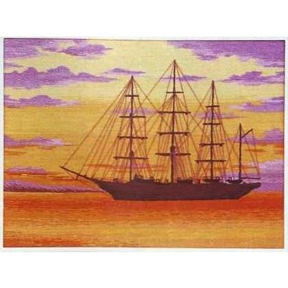 東京文化刺繍キット BSK-189 "夕焼けの帆船" 【3号】 【風景】 【帆船】｜torii