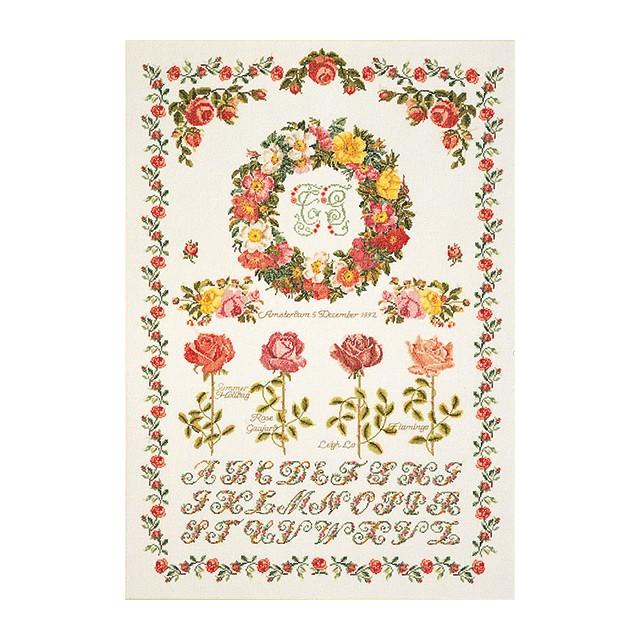 Thea Gouverneur クロスステッチ刺繍キットNo.2043 \"Rose Sampler\"(ローズ・サンプラー バラのサンプラー 花) オランダ テア・グーヴェルヌール