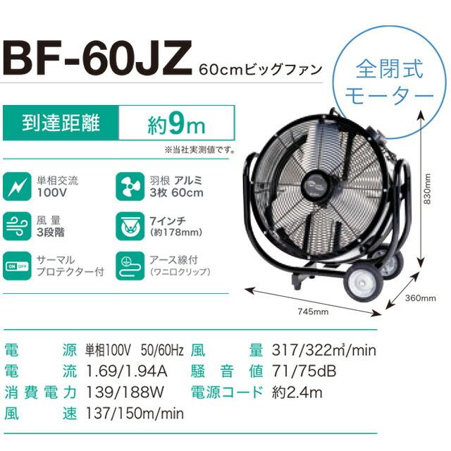 60cmビッグファン 工場扇 株式会社ナカトミ BF-60JZ アルミ製 3枚羽根