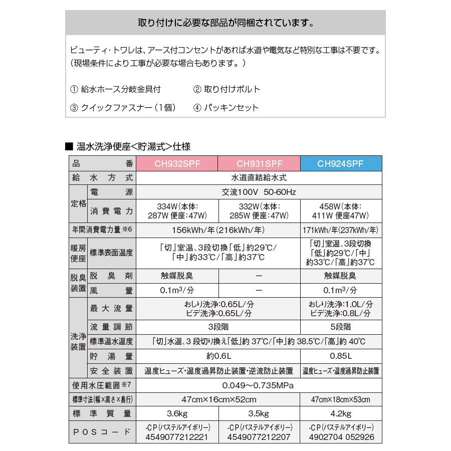 【在庫切れ時は後継品での出荷になる場合がございます】CH931SPF 工事費込セット（商品＋基本工事） 温水洗浄便座 パナソニック ビューティ・トワレ 工事費込｜torikae-com｜08