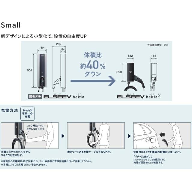 工事費込みセット 充電器 ELSEEV hekia S Mode3 EV充電器 200V用 パナソニック DNH323 Mode3タイプ（充電ケーブル搭載）｜torikae-com｜06