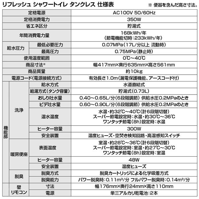 LIXIL（リクシル） リフレッシュ シャワートイレ タンクレス 床排水