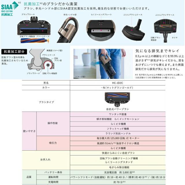 iNSTICKシリーズ　ZUBAQ 掃除機 集じん容積：0.25L（ゴミ捨てラインまで） 三菱 HC-JD2C-N サイクロン式 マットグランゴールド | 三菱 | 04