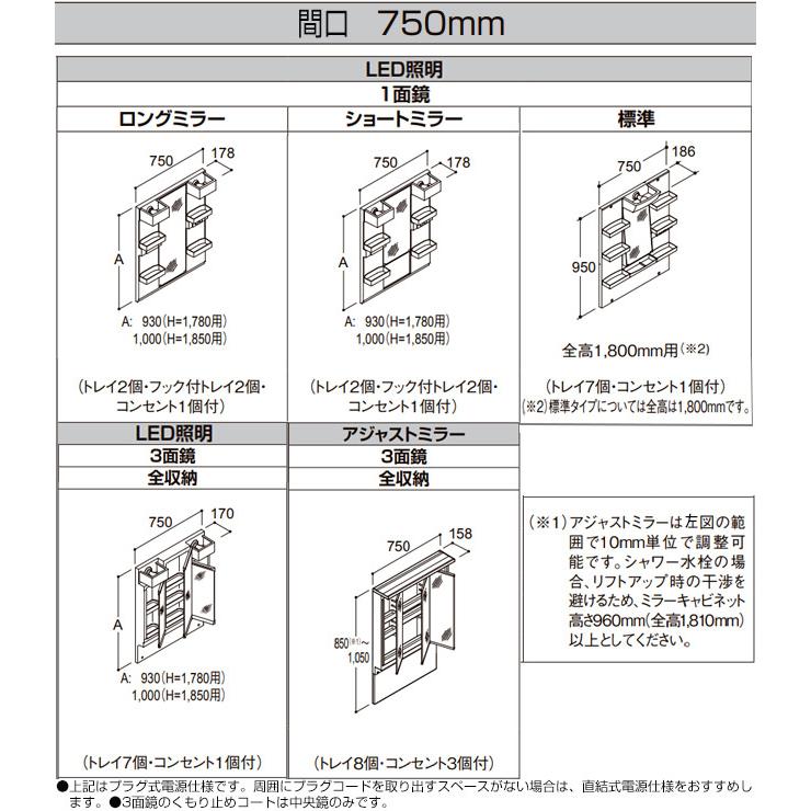 LIXIL（リクシル） oft（オフト） 洗面化粧台ミラー 間口：750mm LIXIL