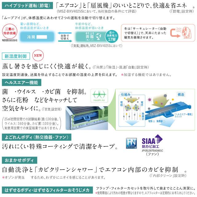 三菱（MITSUBISHI） BXVシリーズ 霧ヶ峰 ルームエアコン 冷房/暖房：20