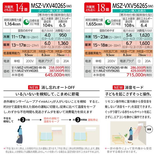 三菱（MITSUBISHI） 工事費込みセット VXVシリーズ ズバ暖 霧ヶ峰 住設