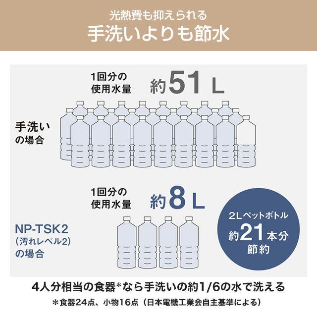 食器洗い機 スリムタイプ 卓上型食器洗い乾燥機 容量：食器点数24点4人用 パナソニック NP-TSK2-C 食器洗い乾燥機 ライトベージュ | Panasonic | 03