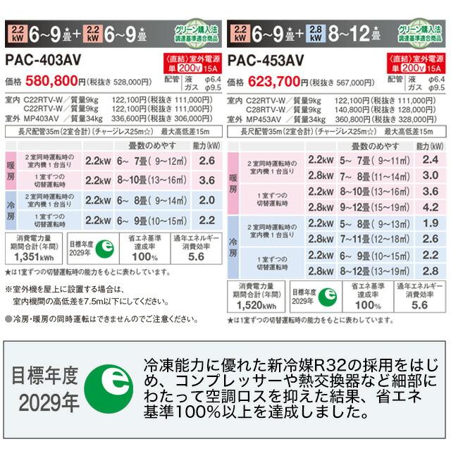 ダイキン（DAIKIN） マルチパック マルチエアコン 2.2kW6〜9畳＋2.2kW6