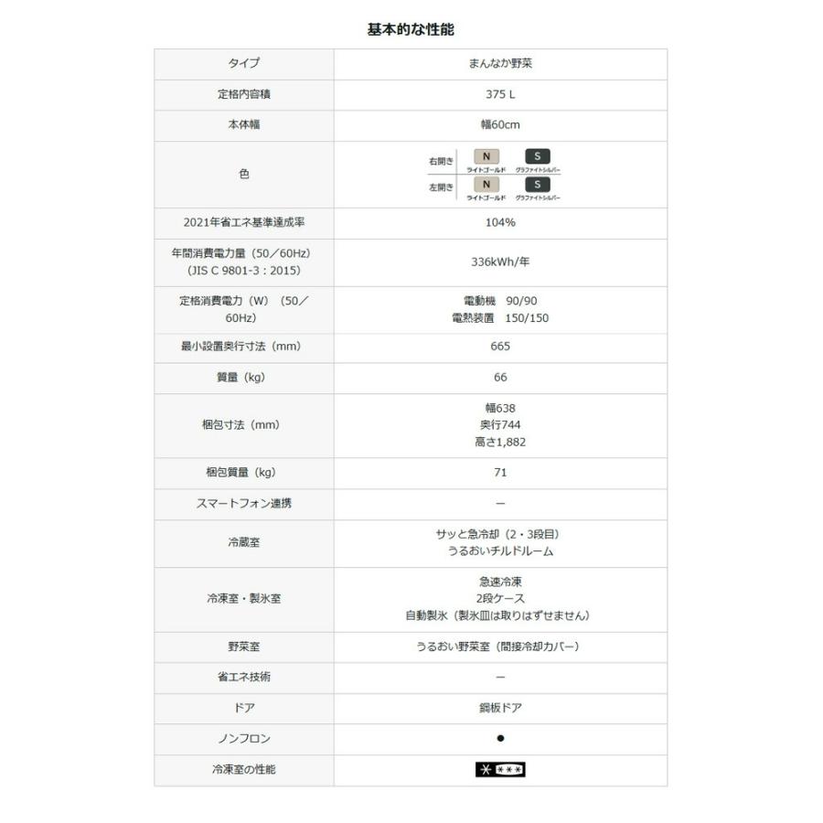 日立（HITACHI） 冷蔵庫 375L R-V38XL(S) 左開き グラファイトシルバー