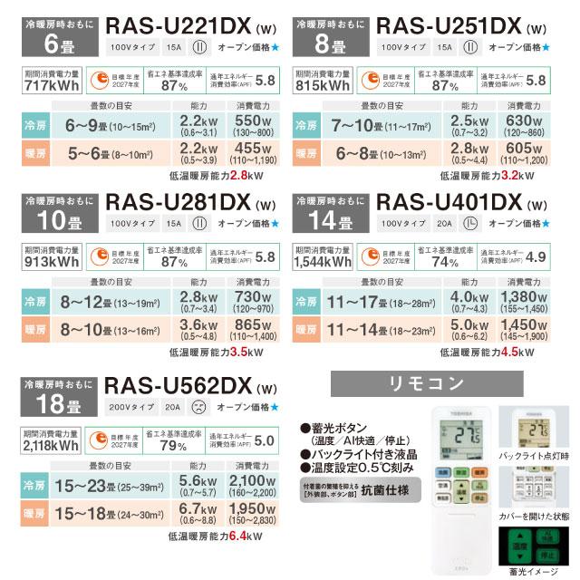 TOSHIBA（東芝） 大清快 U-DXシリーズ ルームエアコン 冷房/暖房：6畳
