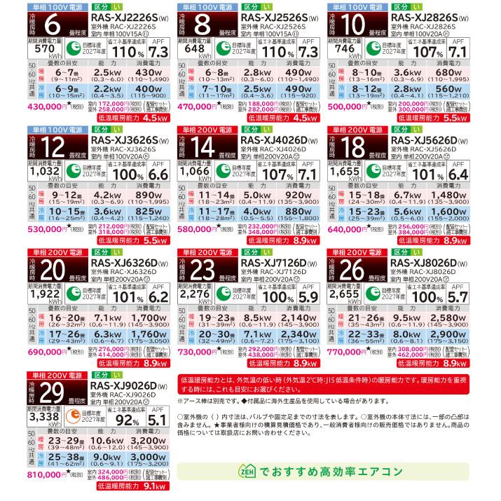 日立（HITACHI） XJシリーズ 白くまくん ルームエアコン 冷房/暖房：20