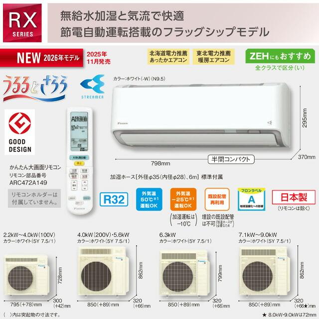 ダイキン（DAIKIN） RXシリーズ うるさらX うるるとさらら ルーム