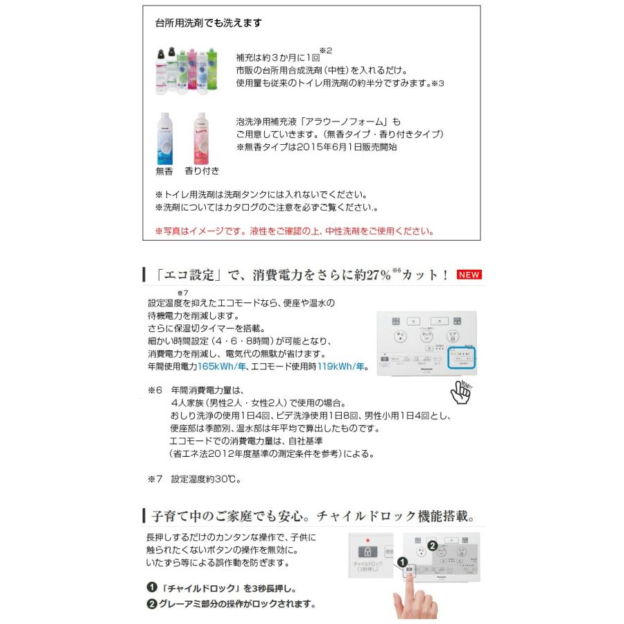 工事費込みセット アラウーノ S160シリーズ トイレ 排水芯120・200mm パナソニック XCH1602WS  タイプ2 床排水｜torikae-com｜11