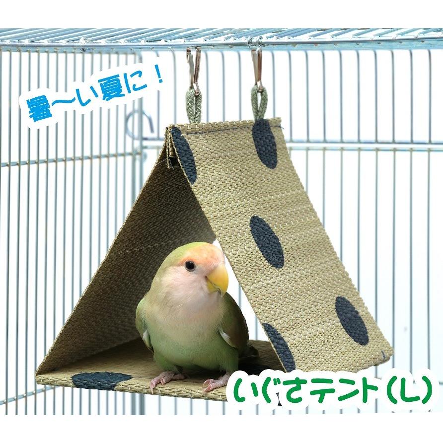 インコさま専用 インコのおもちゃ 小鳥用 国産いぐさテント(L) ブルー(インコのテント