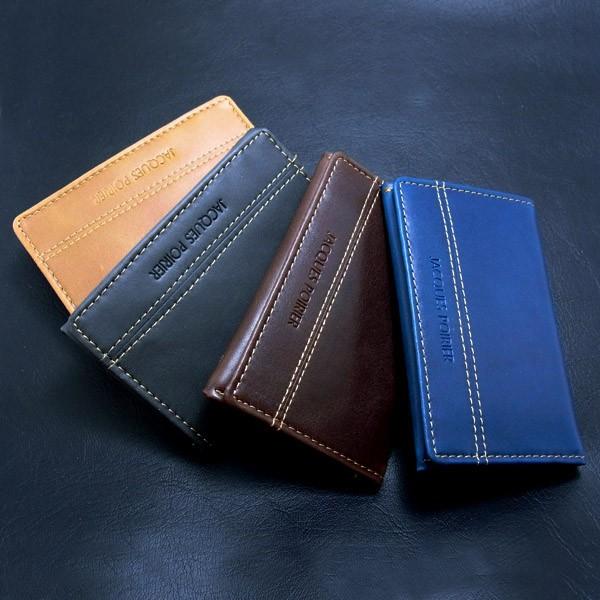 ★パスケース&名刺入れ焦げ茶★ ボーダー・名刺入れ（パスケース機能付）