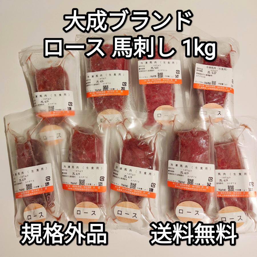 馬刺し 1kg ロース 上赤身 大成ブランド 訳あり 規格外品 生食用 外国産 冷凍品 送料無料 | 