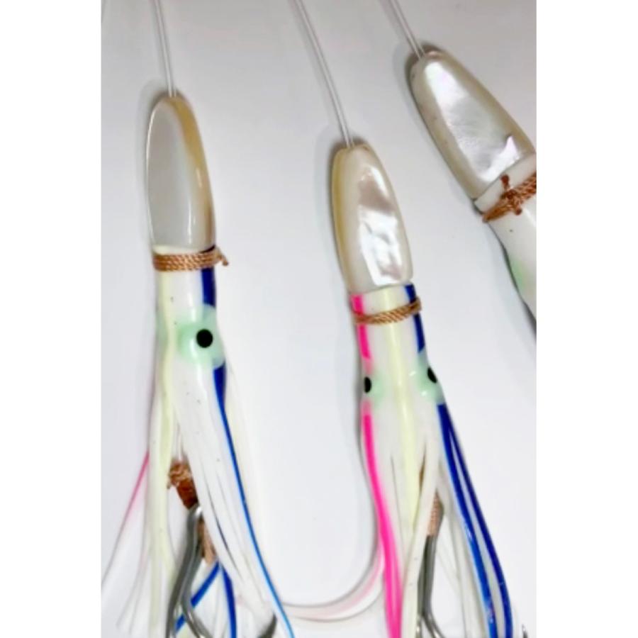 白蝶貝2面貼りカグラヘッドルアー・ホワイトベース3個 鳥山漁具