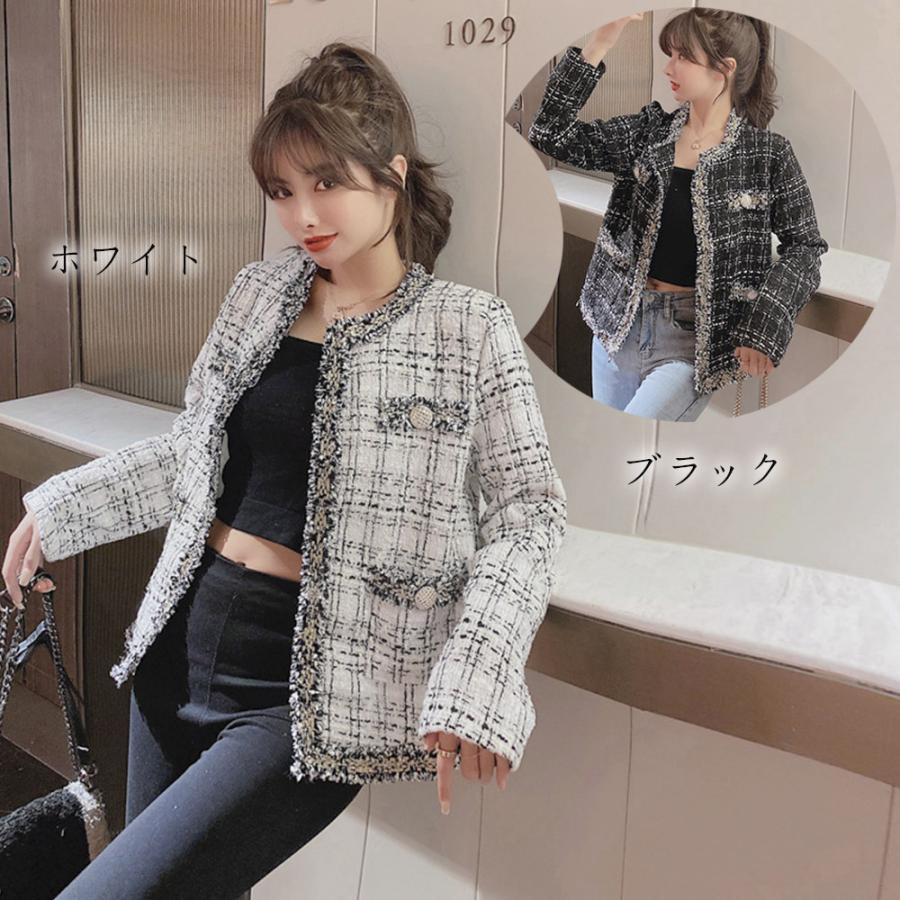 ツイードジャケット レディース ノーカラー 入園式 コーデ 入学式 白 秋 冬 :newcome117-0676:tortemoショップ - 通販 -  Yahoo!ショッピング