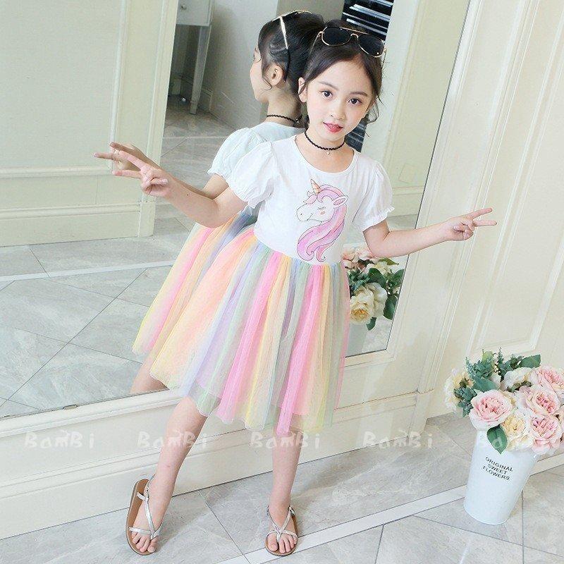 女の子子供服チュールスカートワンピース切り替え膝丈虹色半袖aラインプリントリゾートフレアスカート夏子ども服人気ビーチ Toc413 010 Tortemoショップ 通販 Yahoo ショッピング