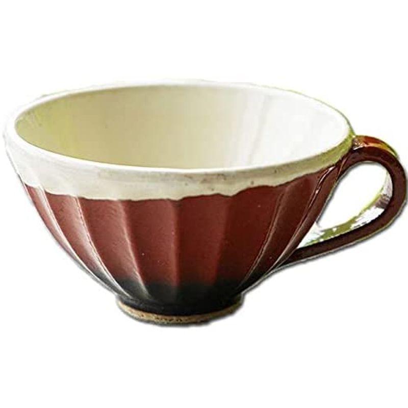 出群 和食器 松助窯 しのぎ 片手スープカップ マグカップ 赤釉黒窯白萩 カフェオレ 紅茶 コーヒー おうち カフェボウル 日本製 美濃焼 春日井 Champagnelefevre Fr