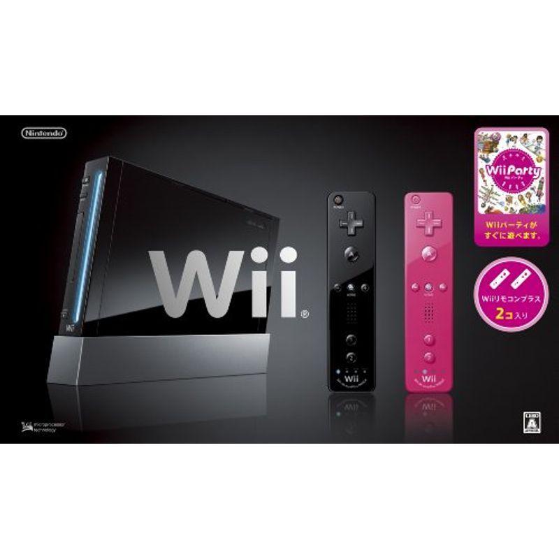 Wii本体(クロ) Wiiリモコンプラス2個、Wiiパーティ同梱 メーカー生産終了