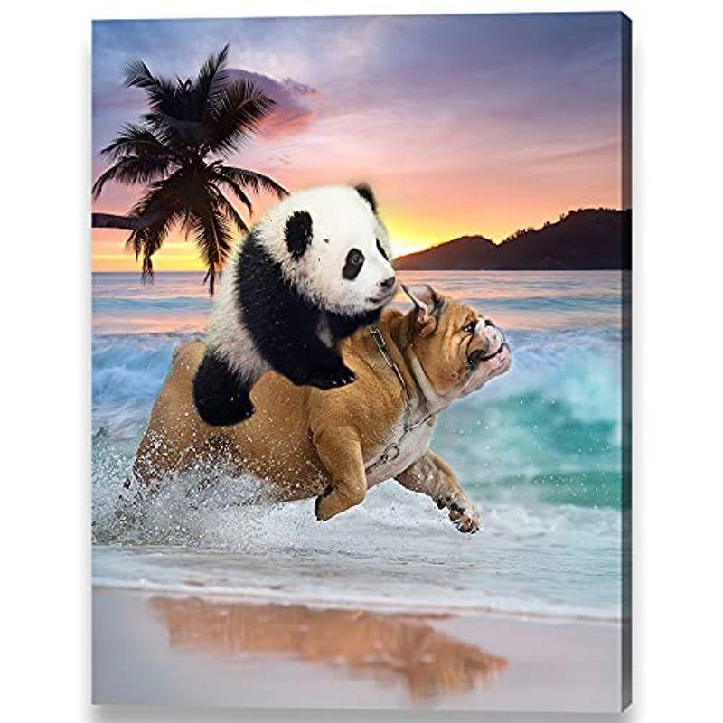 ビーチで遊ぶかわいいパンダ モダンアート インテリア アートフレーム アートパネル ポスター ポスター イラスト フレーム装飾画 インテリア Zufjr6txuq 美術 工芸品 Yummums Hu