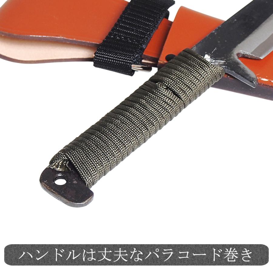 アウトドアナイフ ロープ巻き柄 刃長10cm 青紙 フルタング