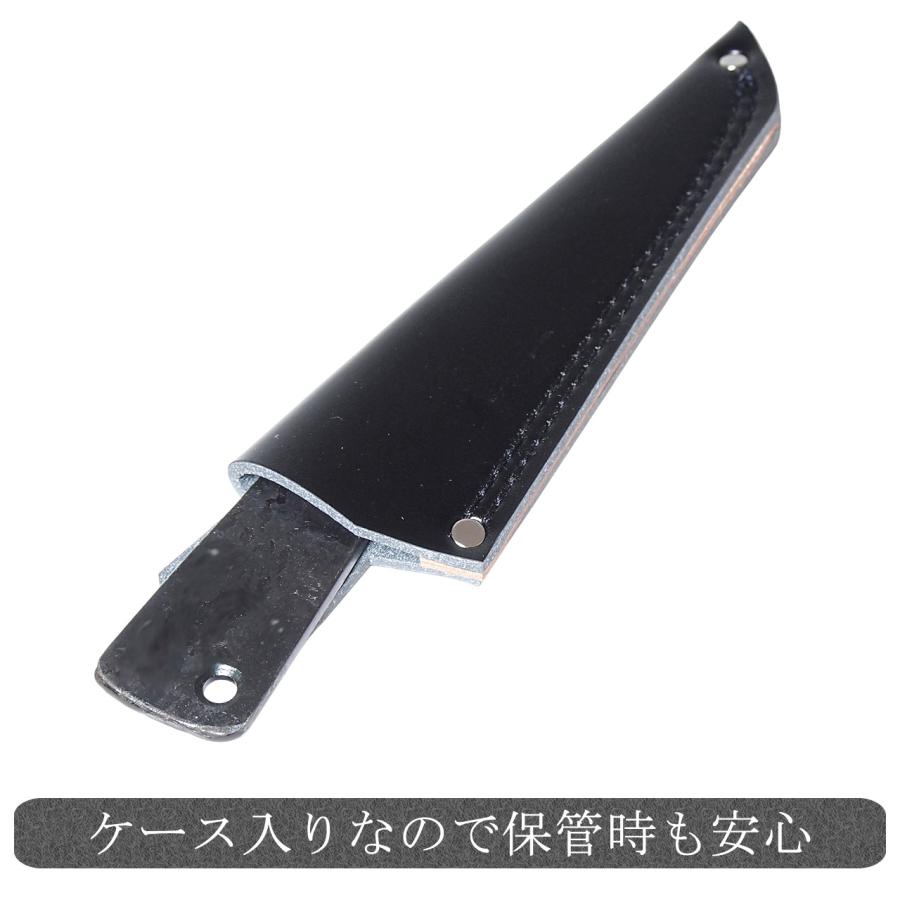 アウトドアナイフ 捌き型ミニナイフ 刃長7cm 青紙 切り出し シース