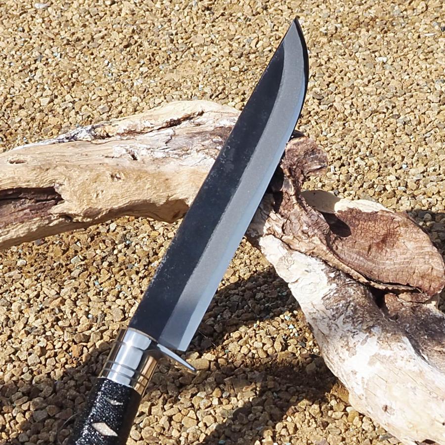 土佐剣鉈 黒打ち 糸巻き柄 21cm 青紙 和式ナイフ ハンティングナイフ