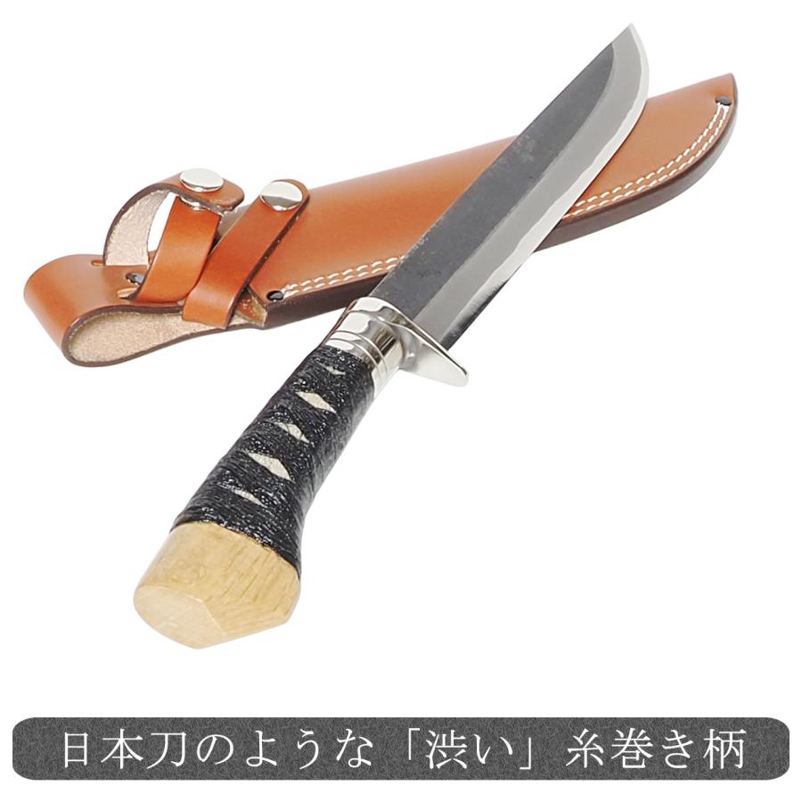 土佐剣鉈 黒打ち 糸巻き柄 24cm 青紙 和式ナイフ ハンティングナイフ