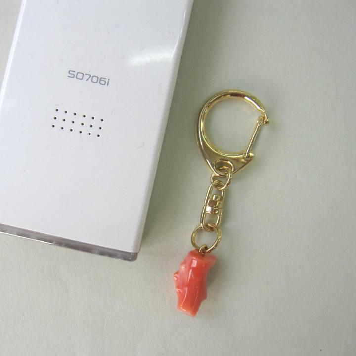 ピンク珊瑚 枝のキーホルダー 小物 アクセサリー お守り 『宝石サンゴ
