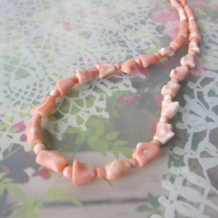 ピンク珊瑚 枝ネックレス SILVER.925アジャスター 宝石サンゴ 珊瑚婚