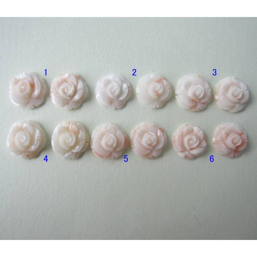 ピンク珊瑚 薔薇の花 ピアス K18 （約13〜14ミリ） コーラル