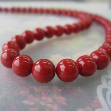 イタリア産赤珊瑚のネックレス/6.5ミリ/42センチ/K18/『宝石